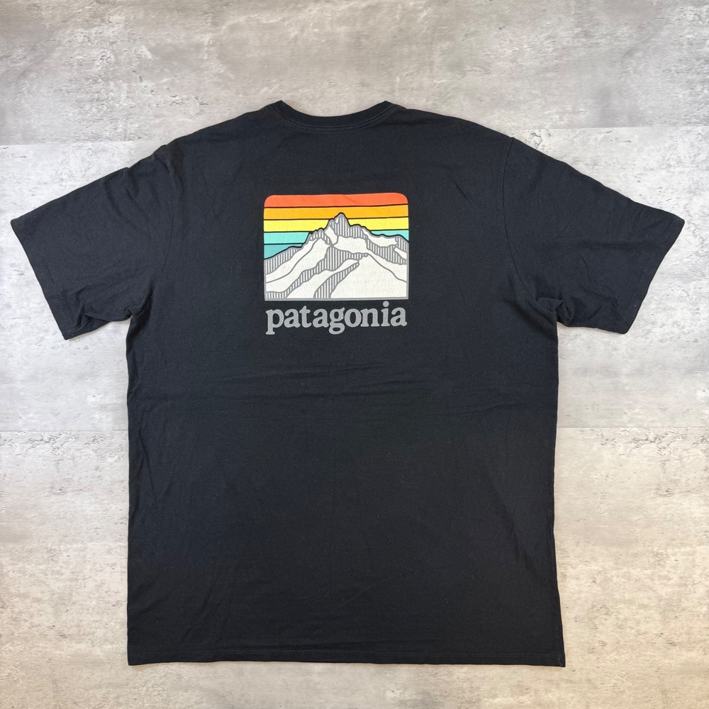Patagonia Mens Responsibili-Tee Pocket T-Shirt Black Fitz Roy Mountain Large